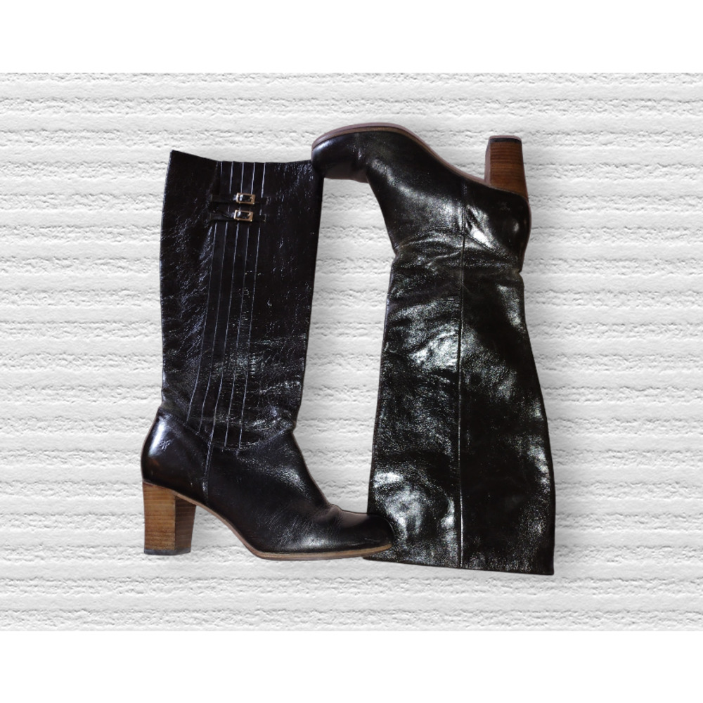 Frye Nora 16L Pleated Black Knee High Boots size 7.5